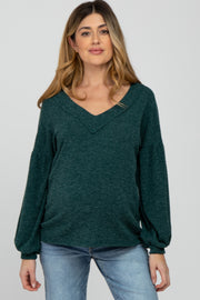 Forest Green Long Puff Sleeve Maternity Top