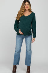 Forest Green Long Puff Sleeve Maternity Top