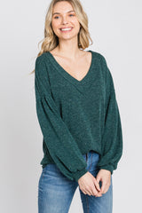 Forest Green Long Puff Sleeve Maternity Top