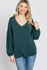 Forest Green Long Puff Sleeve Top