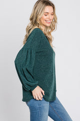 Forest Green Long Puff Sleeve Top