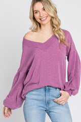 Magenta Long Puff Sleeve Top