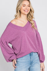 Magenta Long Puff Sleeve Maternity Top