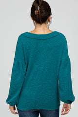 Teal Long Puff Sleeve Maternity Top