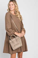 Mocha Brushed Knit Tiered Dress