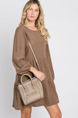 Mocha Brushed Knit Tiered Dress