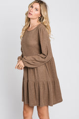 Mocha Brushed Knit Tiered Dress