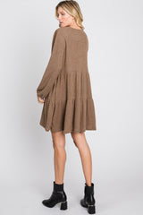 Mocha Brushed Knit Tiered Dress