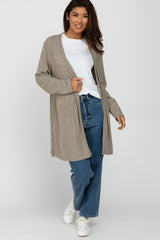 Mocha Gathered Open Front Cardigan