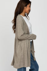 Mocha Gathered Open Front Cardigan