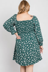 Green Floral Smocked Smocked Plus Dress