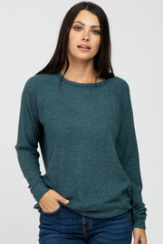 Teal Brushed Long Sleeve Raglan Top