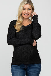 Black Brushed Long Sleeve Raglan Maternity Top