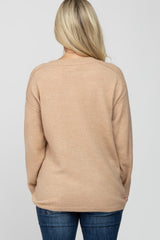 Taupe Solid Basic Maternity Sweater