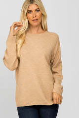 Taupe Solid Basic Maternity Sweater