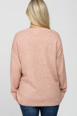 Light Pink Solid Basic Maternity Sweater