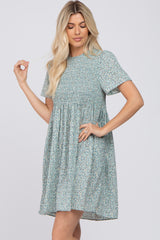 Mint Green Ditsy Floral Smocked Mini Dress