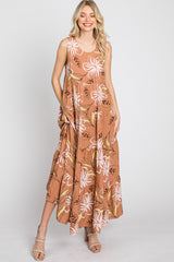 Rust Floral Tiered Maxi Dress