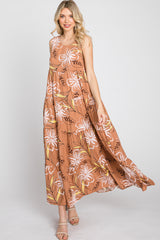 Rust Floral Tiered Maxi Dress