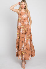 Rust Floral Tiered Maxi Dress