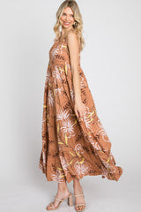 Rust Floral Tiered Maxi Dress