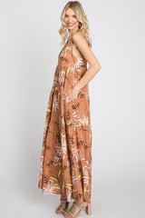 Rust Floral Tiered Maxi Dress