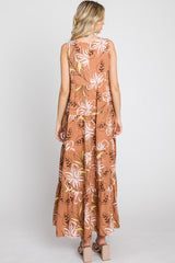 Rust Floral Tiered Maxi Dress