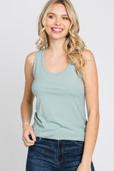 Mint Green Ribbed Sleeveless Top