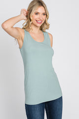 Mint Green Ribbed Sleeveless Top