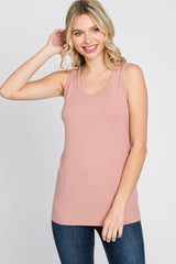 Mauve Ribbed Sleeveless Top