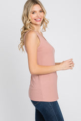 Mauve Ribbed Sleeveless Top