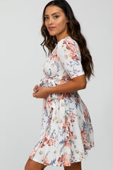 Ivory Floral Waist Tie Dress