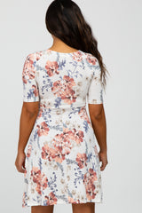 Ivory Floral Waist Tie Dress