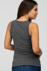 Charcoal Ribbed Button Front Maternity Tank Top