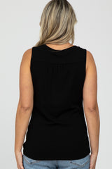 Black Ribbed Maternity Sleeveless Top