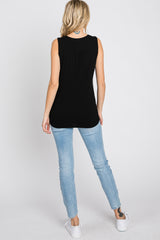 Black Ribbed Sleeveless Top