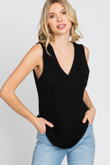 Black Ribbed Sleeveless Top