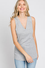 Heather Grey Ribbed Sleeveless Top