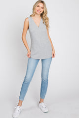 Heather Grey Ribbed Sleeveless Top