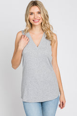 Heather Grey Ribbed Sleeveless Top