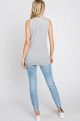 Heather Grey Ribbed Sleeveless Top