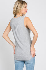 Heather Grey Ribbed Sleeveless Top