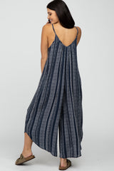 Navy Blue Printed Stripe Jumpsuit