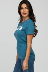 Teal Mama Short Sleeve Top