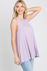 Lavender Raw Hem Sleeveless Tank Top