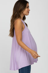 Lavender Raw Hem Sleeveless Maternity Tank Top