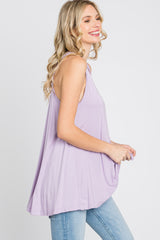 Lavender Raw Hem Sleeveless Tank Top