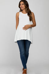 Ivory Raw Hem Sleeveless Maternity Tank Top