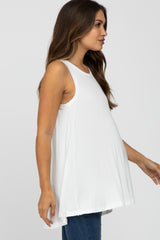 Ivory Raw Hem Sleeveless Maternity Tank Top