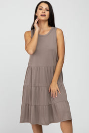 Mocha Tiered Sleeveless Dress